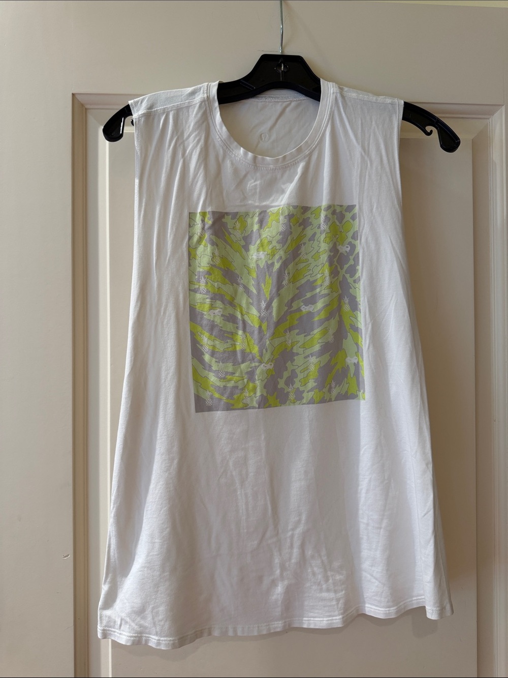 lululemon athletica White Tank with Yellow-Green Graphic